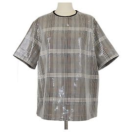 3.1 Phillip lim Beige Checkered Polyester Sequins Plaid Tee Beige