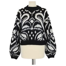 Schwarzer/weißer Jacquard-Strickpullover mit Ananas Lkat von Farm Rio Schwarz Weiß