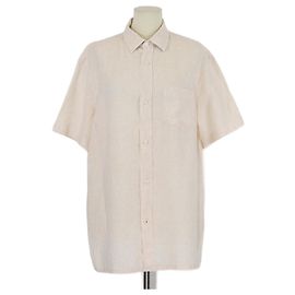 Camicia in lino a maniche corte a righe corallo arancione Loro Piana Altro