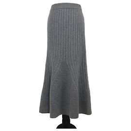 Stella Mc Cartney Jupe midi plissée en laine grise à taille élastique Stella McCartney Gris