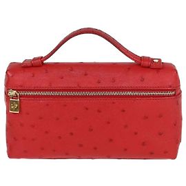 Pochette Loro Piana in struzzo rosso Extra L19 Rosso