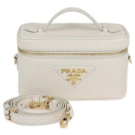 Bolsa mini vanity de couro branco Prada Branco