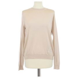 Hermès Beige Cashmere-Seidenmischung Pullover mit gesticktem Hermes-Logo Beige
