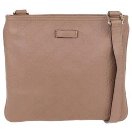 Sac messager petit en cuir Guccissima beige de Gucci Beige