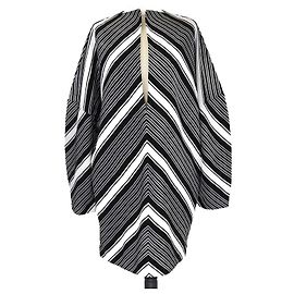 Vestido mini de algodão preto/branco com decote em V profundo e mangas oversized da Missoni Preto Branco