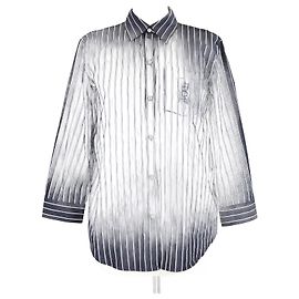 Camicia a maniche lunghe ricamata a righe in cotone blu navy/bianco Lauren Ralph Lauren Bianco Blu navy