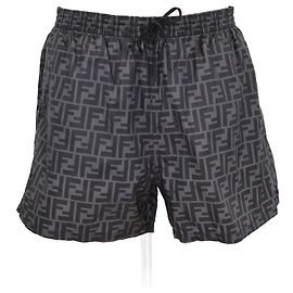 Fendi Black/Grey FF Print Nylon Swim Short Black Grey