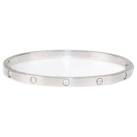 Cartier 18k White Gold Diamond Love Bangle Bracelet SM Size 16 Other