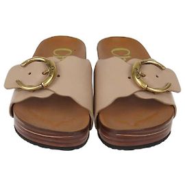 Chloé Sandálias de plataforma em couro bege Lauren com fivela Chloe Bege
