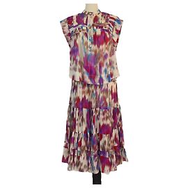 Isabel Marant Etoile Conjunto de Top de Gola Alta Estampado Multicolorido Leaza e Saia Plissada Isabel Marant Étoile Multicor