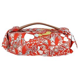 Hermès Bolso Balusoie de Seda con Estampado Salvaje de Hermes Capucine/Bleu Zphyr Otro