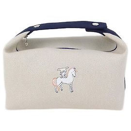 Hermès Hermes Bleu Nattier Toile Cabriole Bride-a-Brac Large Case Autre