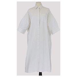 Robe à manches courtes Terregles en coton à rayures blanches Mackintosh Blanc