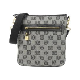 Loewe Gray Coated Canvas Shoulder Bag Brown