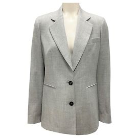 Peserico Grey Lurex Wool Flannel Blazer Grey