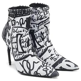 Dolce & Gabbana DOLCE&GABBANA  DG doodle ankle sock boots Black White