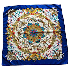 Hermès Cachecol de seda Azul