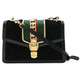 Borsa a spalla/Clutch con nastro della linea Sherry di GUCCI Nero Rosso Verde