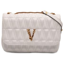Bolsa transversal Virtus V em couro nappa branco da Versace Branco