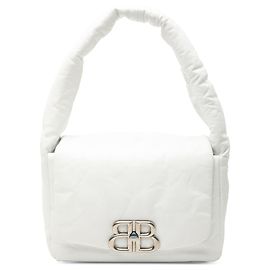Bolsa de ombro Monaco pequena em couro de bezerro branco Balenciaga Branco