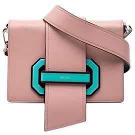 Borsa a tracolla in vitello rosa Prada City Plex con nastro Rosa