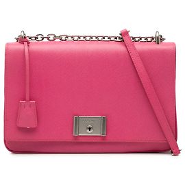Prada Pink Saffiano Lux Lock Chain Flap Pink