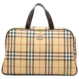 Burberry Brown House Check Canvas Travel Bag Brown Beige