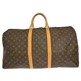 Sac Keepall Louis Vuitton en toile Monogram 55 Marron