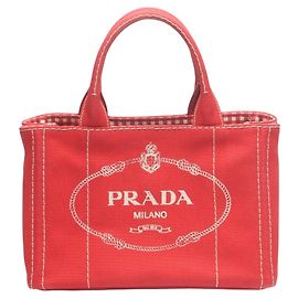 Prada Canapa Tote Mini Canvas Bag Red