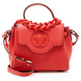 Versace Calfskin La Medusa Small Top Handle Red