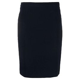 Chanel Dark Blue Wool Midi Skirt Blue Dark red