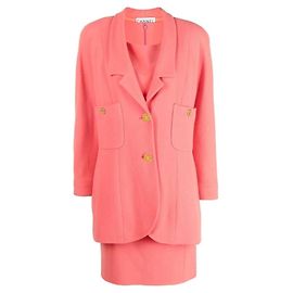 Completo in lana rosa salmone Chanel Rosa