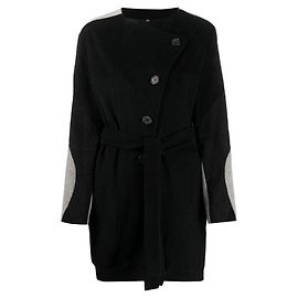 Cappotto in lana nera Helmut Lang - Anni 2000 Nero Beige Sabbia