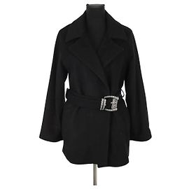 The Kooples Schwarzer Wollmantel Schwarz