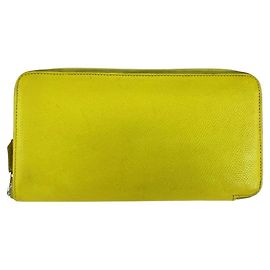 Portefeuille Long Azap Silk'in Hermès Jaune Clair Jaune