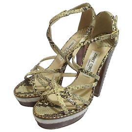 Sandales à talons hauts en python JIMMY CHOO Marron Beige Autre
