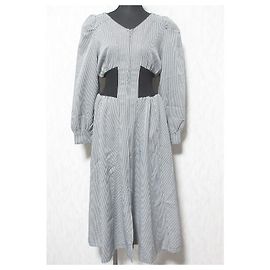 Autre Marque Robe Longue Houndstooth Couture Noir