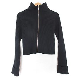 Autre Marque Et Cardigan Zippé en Côtelé Couture Noir