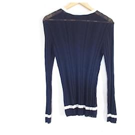 Autre Marque Rippstrickpullover Einfachheit Blau Marineblau