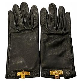 Guanti in pelle Kelly di Hermès per donne Nero