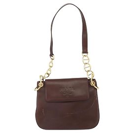 Borsa a spalla vintage Prada in pelle Marrone