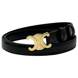 Céline Celine Women's Triomphe Leather Belt Black