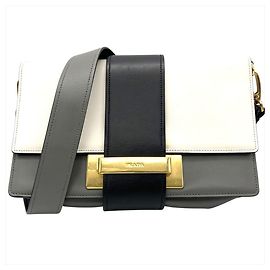 Sac à épaule multicolore PRADA Marron Blanc Multicolore