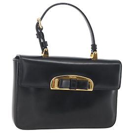 Sac à main Prada Bow en cuir Noir