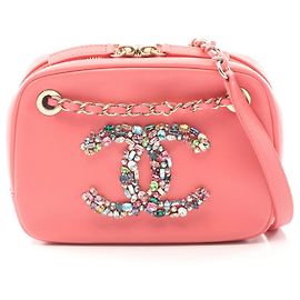Bolsa de Ombro Chanel Coco Mark Rosa