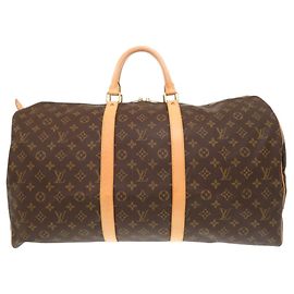 Bolso Boston Keepall 55 Monograma Louis Vuitton Castaño Monograma