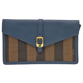 Fendi Pecan Pattern Clutch Bag Brown Blue