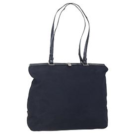 PRADA Tote Bag Nylon Navy Silver Auth bs30571 Silvery Navy blue