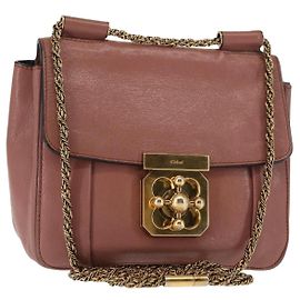 Chloé Bolsa de Ombro em Couro Chloe Chain Elsie Rosa Dourado Auth BA6595 Rosa Dourado