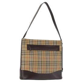 Bolsa de ombro em lona Nova Check bege e dourada Auth BA6463 da BURBERRY Bege Dourado